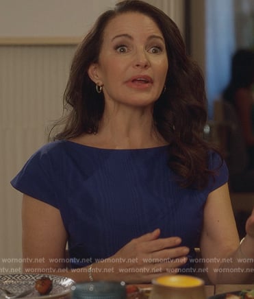 Charlotte's blue cap sleeve dress on And Just Like That