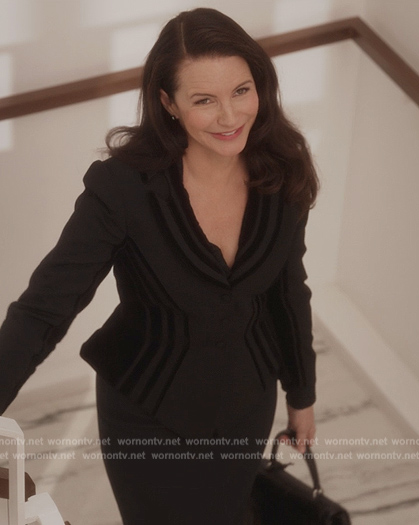 Charlotte's black blazer with pleats on And Just Like That