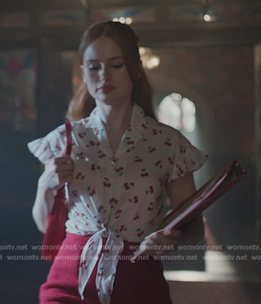 Cheryl's white cherry print top on Riverdale