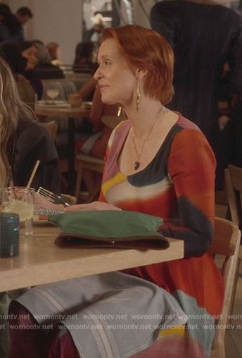 Miranda's tie dye long sleeve dress on And Just Like That