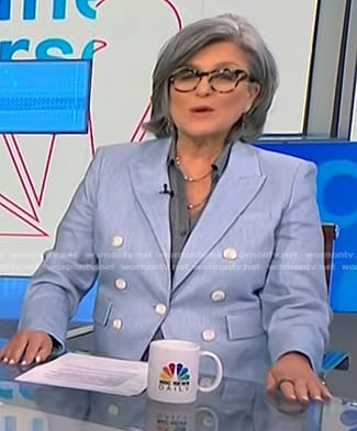 Cynthia McFadden's blue double breasted blazer on NBC News