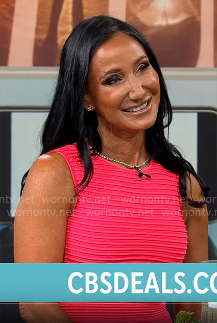 Elizabeth Werner's red ribbed dress on CBS Mornings