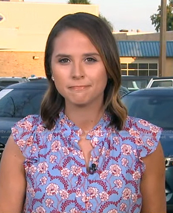 Elizabeth's blue floral top on Good Morning America