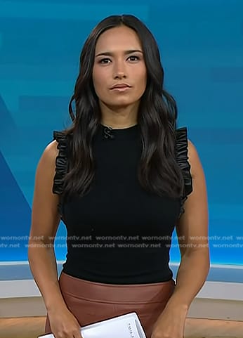 Emilie's black ruffle top on Today