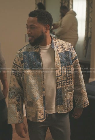 Emmett's quilted patchwork jacket on The Chi