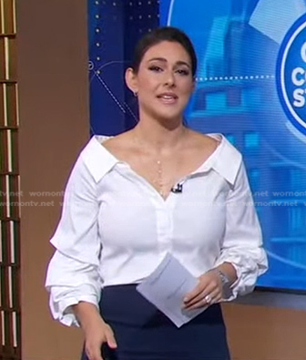 Erielle's white off-shoulder shirt on Good Morning America