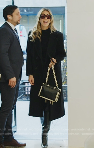 Erin's black whipstitch leather bag on The Real Housewives of New York City
