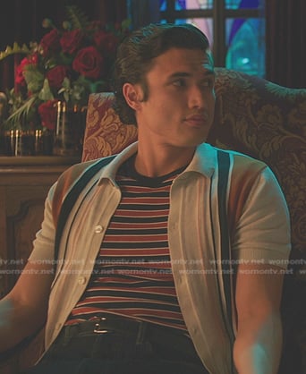 Reggie's ivory striped short sleeve shirt on Riverdale