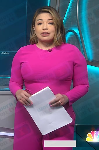 Gilma Avalos's pink long sleeve jumpsuit on NBC News Daily