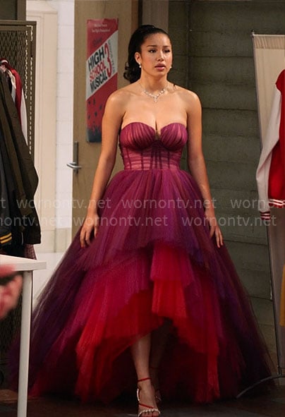 Gina's strapless tulle ball gown on High School Musical The Musical The Series