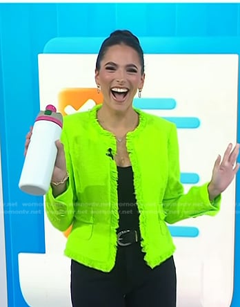 Janelle Cohen's neon green tweed jacket on Today
