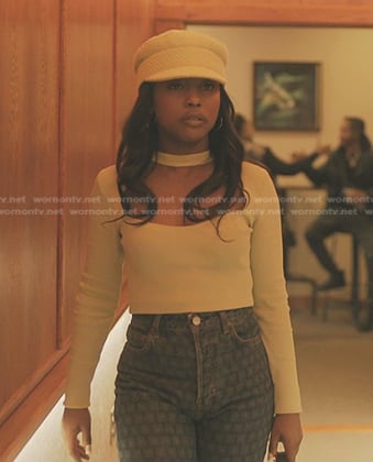 Jemma's ivory choker neck top on The Chi