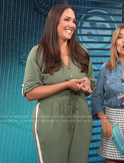 Jene Luciani Sena's green jumpsuit on Access Hollywood