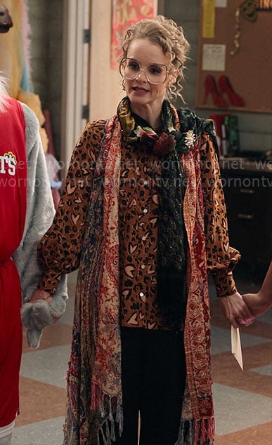 Miss Jenn's heart leopard print blouse on High School Musical The Musical The Series