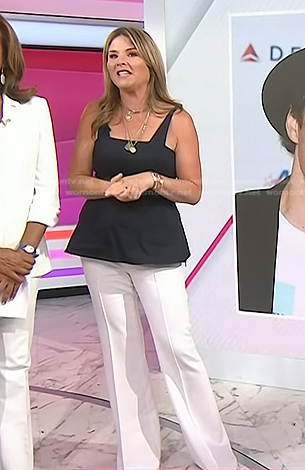 Jenna's sleeveless peplum top and white pants on Today