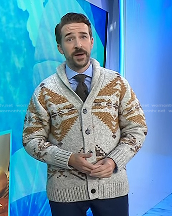Joe Fryer's print shawl collar cardigan on Today