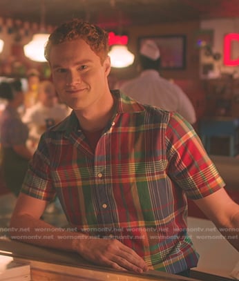 Julian's multicolor plaid shirt on Riverdale