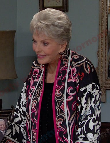 Julie's black floral jacket on Days of our Lives