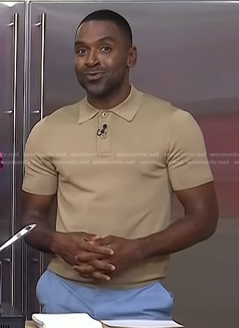 Justin's beige polo shirt on Today