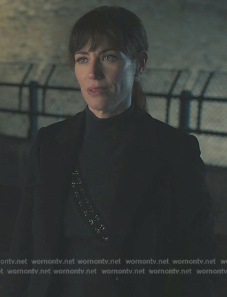 Wendy's black hook and eye sweater on Billions