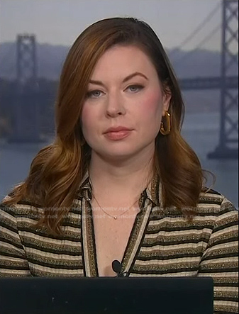 Kate Rogers's metallic striped polo top on NBC News Daily