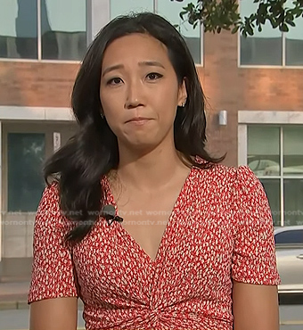 Kathy Park's red print twist front dress on Today