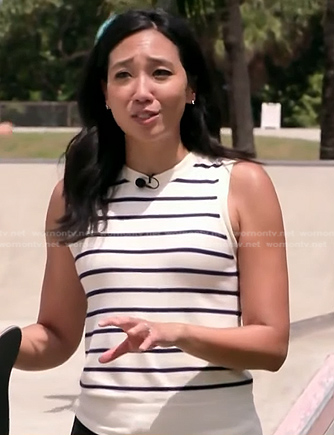 Kathy Park's white striped sleeveless top on Today