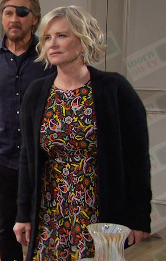 Kayla's black floral dress on Days of our Lives
