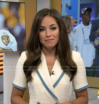 Kaylee's white denim trim blazer dress on Today