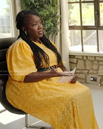 Kelley L. Carter's yellow puff sleeve dress on Good Morning America