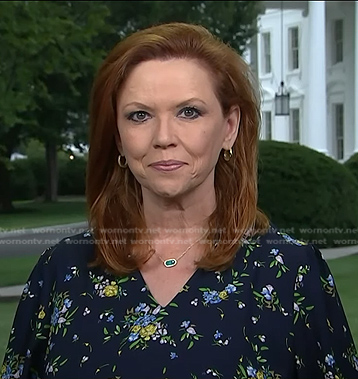 Kelly O’Donnell's navy floral top and necklace on Today
