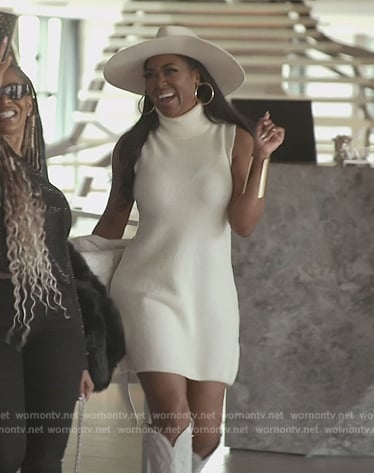 Kenya's white turtleneck mini dress on The Real Housewives of Atlanta