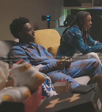 Kevin's blue plaid jacket and pants on The Chi