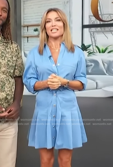 Kit's blue mini shirtdress on Access Hollywood