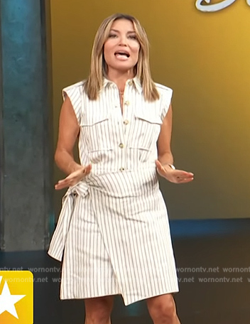 Kit's white striped side tie dress on Access Hollywood