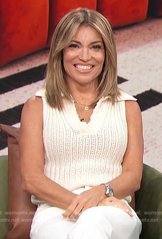 Kit's white knit top on Access Hollywood