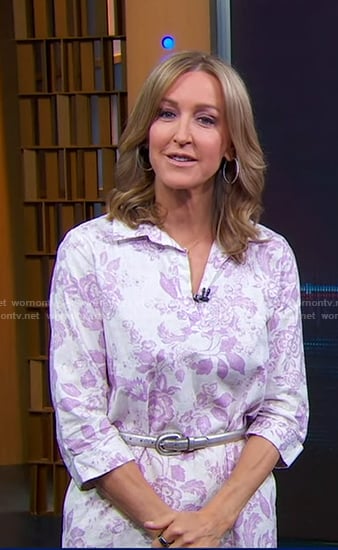 Lara's white and lilac floral dress on Good Morning America