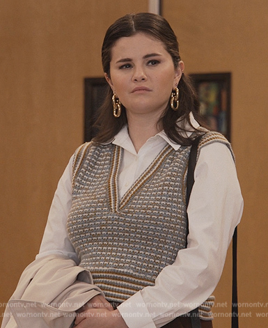 Mabel's knit v-neck vest on Only Murders in the Building
