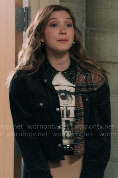 Maddox's black and plaid panel shirt jacket on High School Musical The Musical The Series