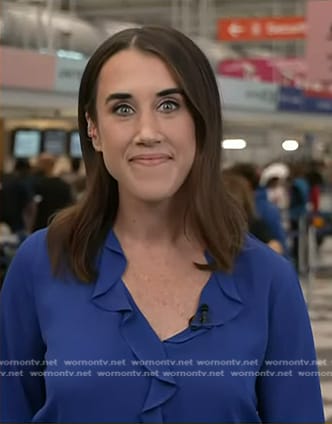 Maggie Vespa's blue ruffle blouse on Today