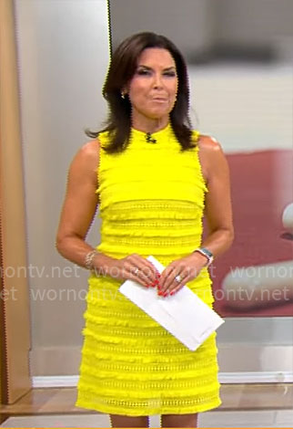 Meg Oliver's yellow fringed dress on CBS Mornings