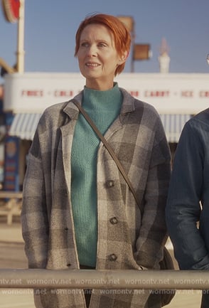 Miranda's gray plaid coat on And Just Like That