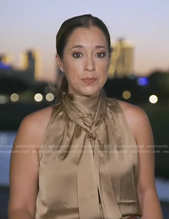Mireya Villarreal's satin tie neck top on Good Morning America