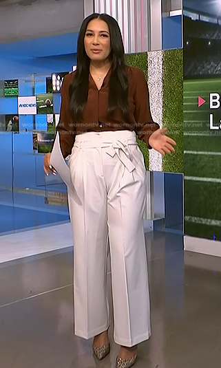 Morgan's white wide-leg pants on NBC News Daily