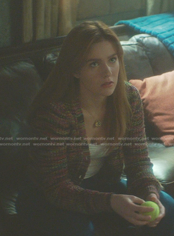 Nancy's space dye knit cardigan on Nancy Drew
