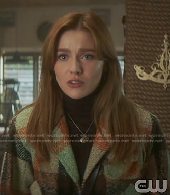 Nancy's multicolor plaid jacket on Nancy Drew