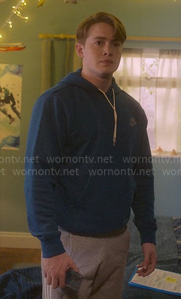Nick's blue Nike hoodie on Heartstopper