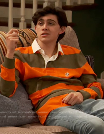 Booker's orange stripe rugby polo on Ravens Home