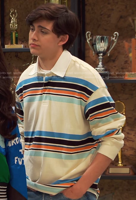 Neil's white striped rugby shirt on Ravens Home