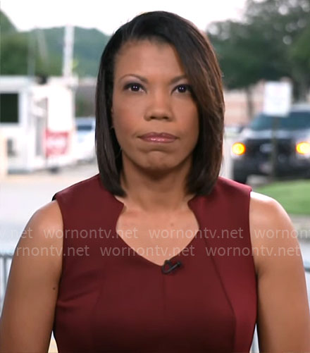 Nikole Killion's red sleeveless dress on CBS Mornings